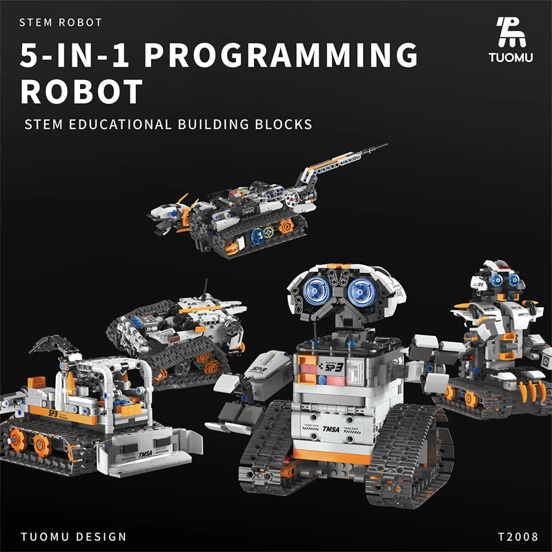 Multi-Axis mechanical Arm Programmable Building Blocks 5 in 1 robot Remote Control toys Interactive STEM Learning children gift