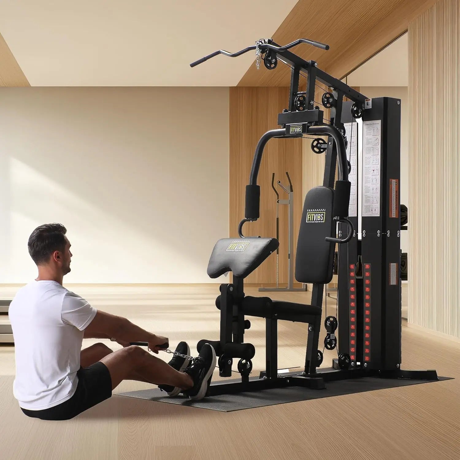 Multifunctional Steel Frame Home Gym Machine with Floor Mat – Strength Training Workout Station with 160-Pound Weight, Custom