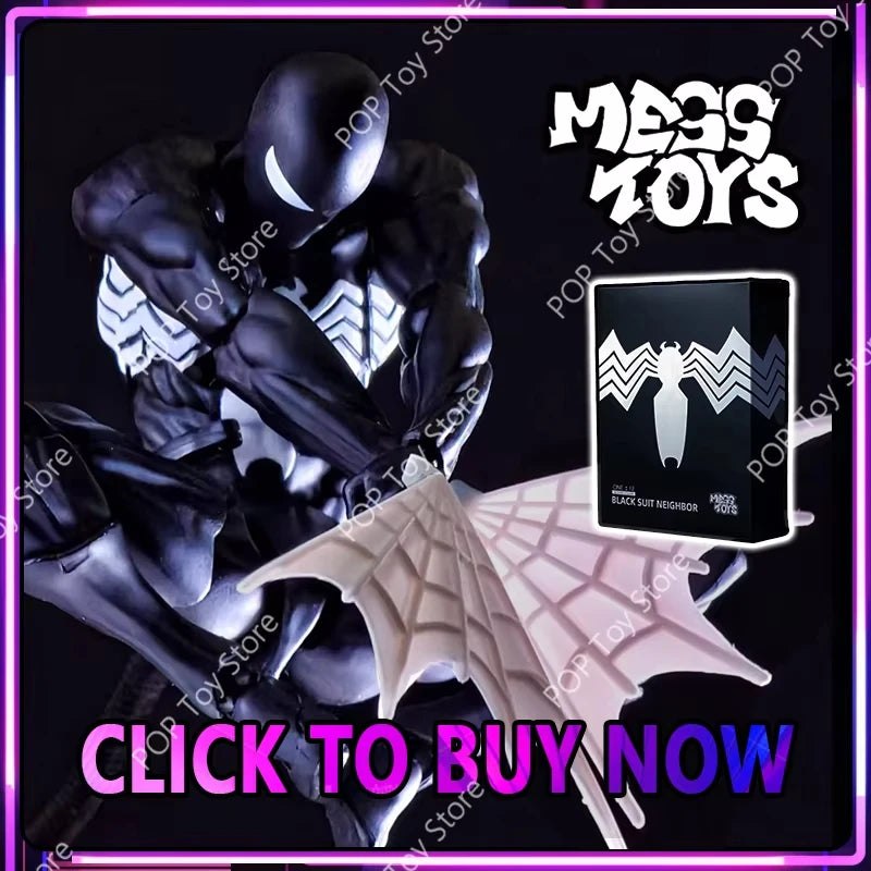 MESS TOYS The Black Neighbor Symbiotic Spider-Man Black Venom Suit Joint Action Figures Collect Desktop Ornaments Boy Gift