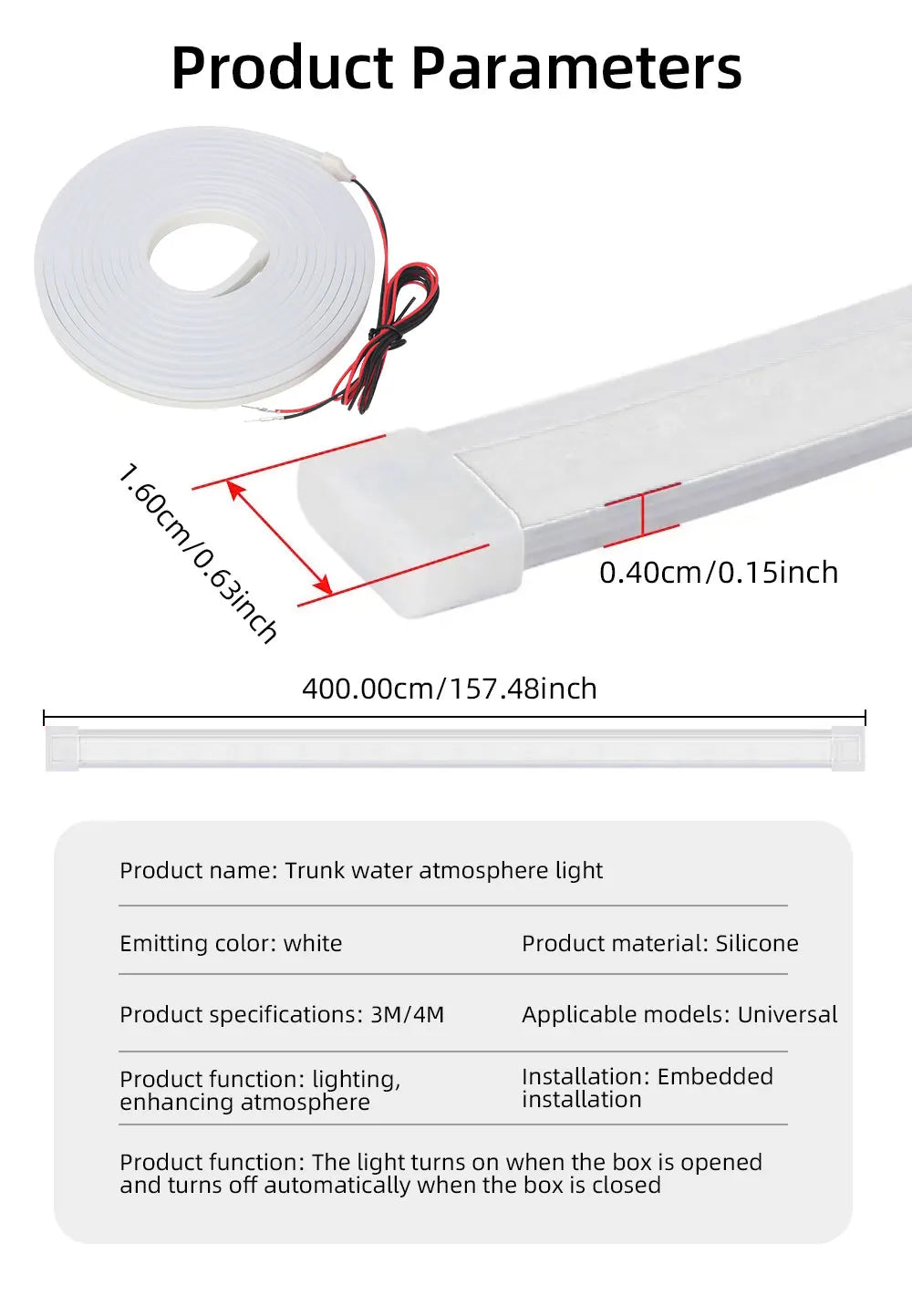 Automatic Led Trunk Light 4.2M Automatic Sensor Car Trunk Light Strip with Dynamic Flowing Illumination for Universal Fit 12V