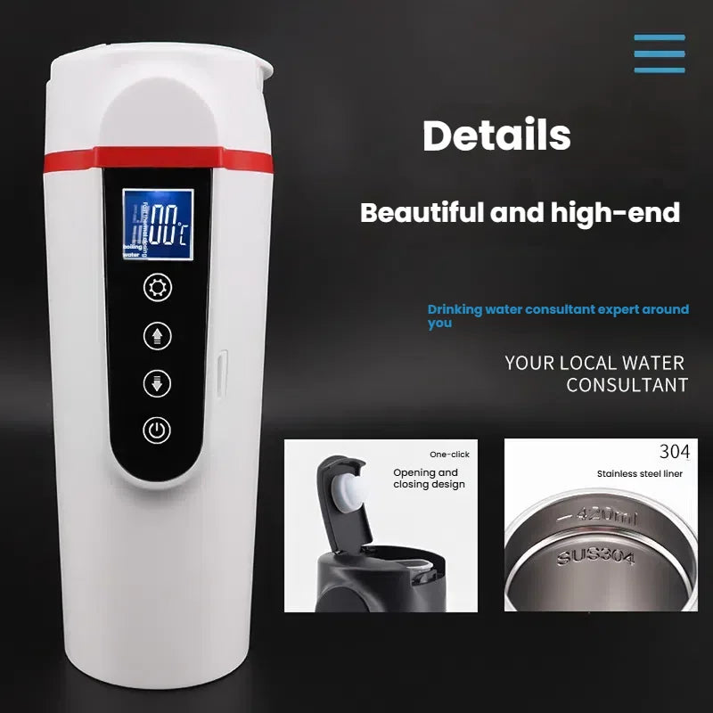 Enjoy warm drinks on the go with this intelligent vehicle-mounted electric heating cup—perfect for keeping your beverage at the ideal temperature while driving!