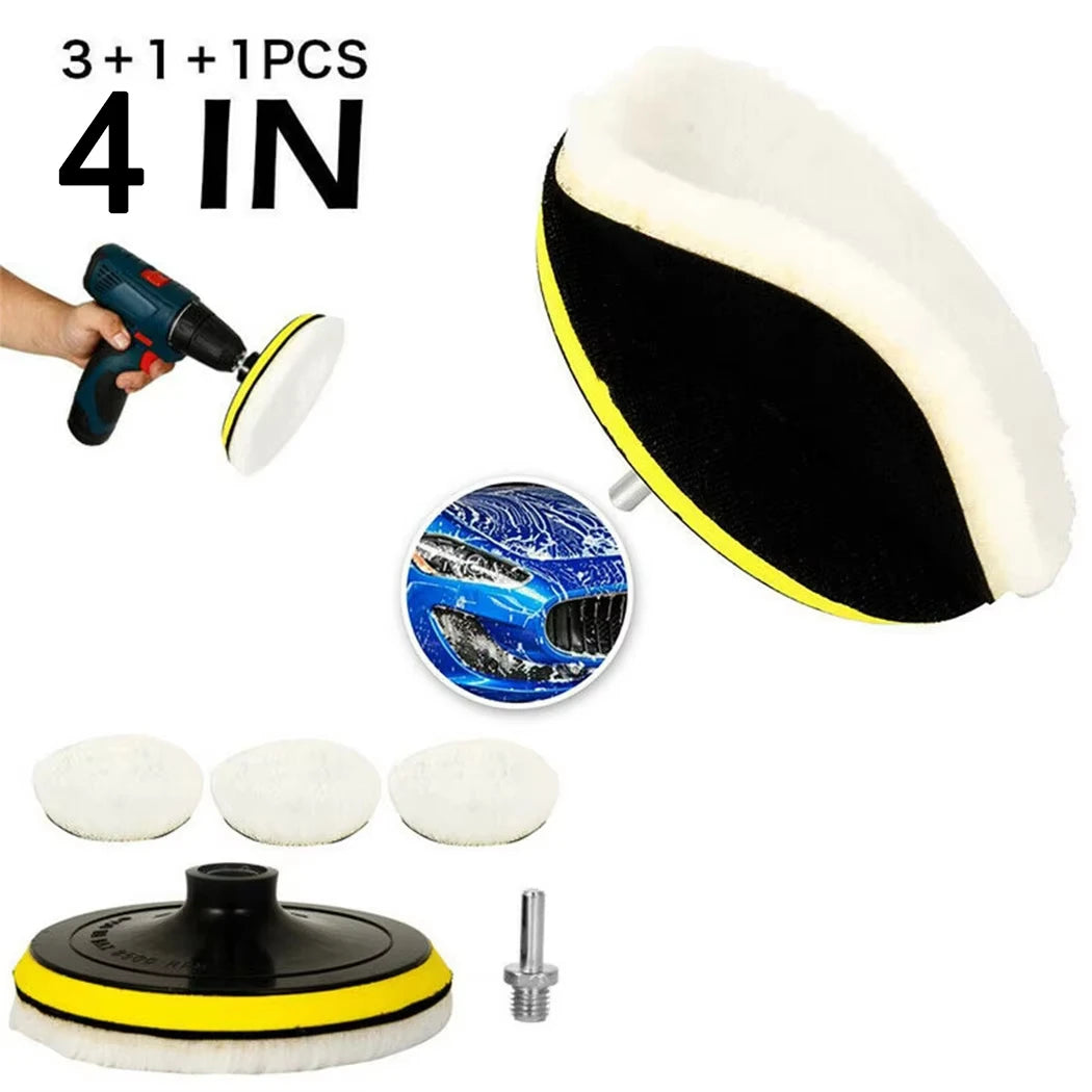 5Pcs 4 Inch Flocking Sanding Disc Hook And Loop Backing Buffing Pads Polishing Wheel For Electric Drill Polisher