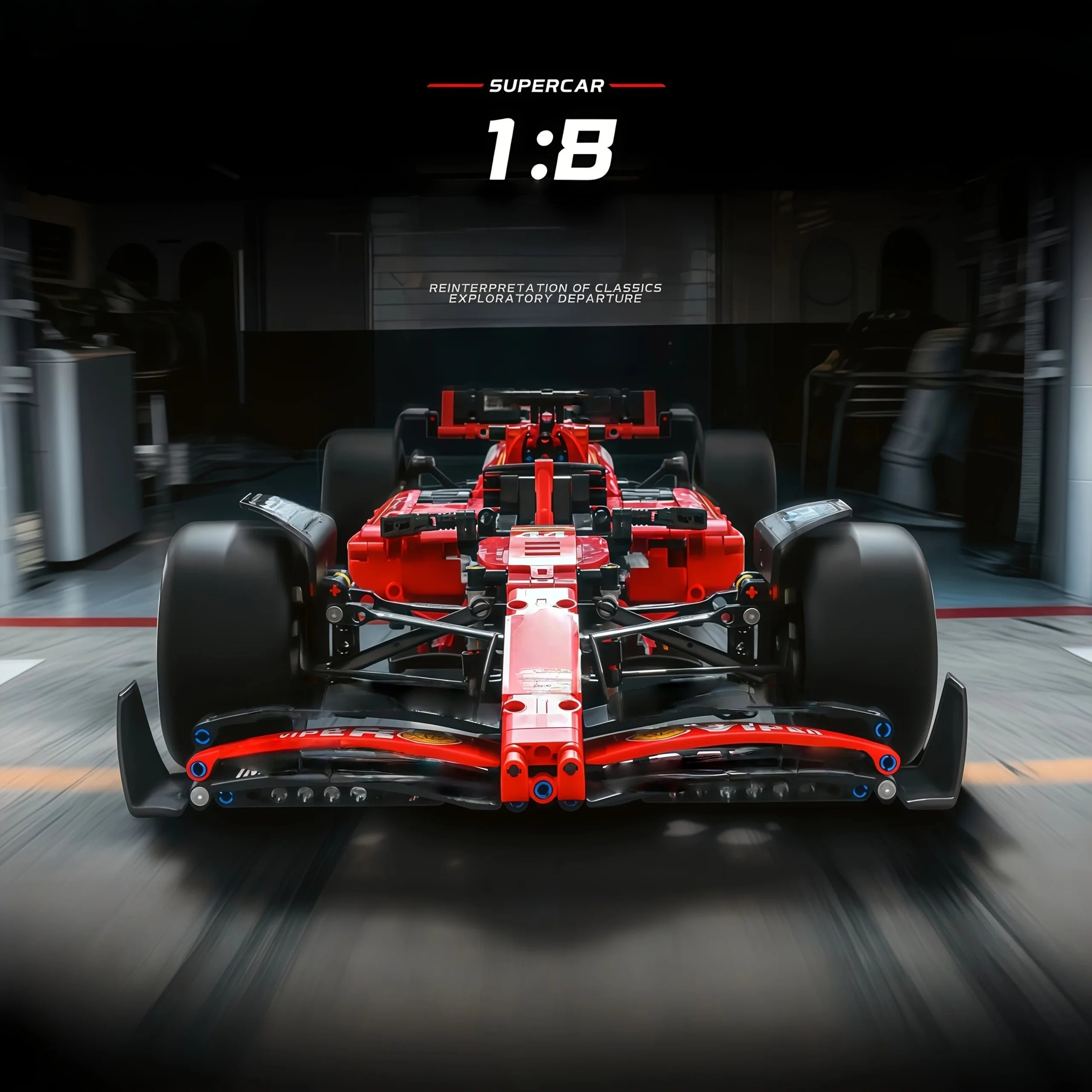 1361PCS Technical 1:8 Scale SF-24 Red  Racing Car Building Blocks Set - MOC Supercar Model Assembly Toy  Birthday Gifts