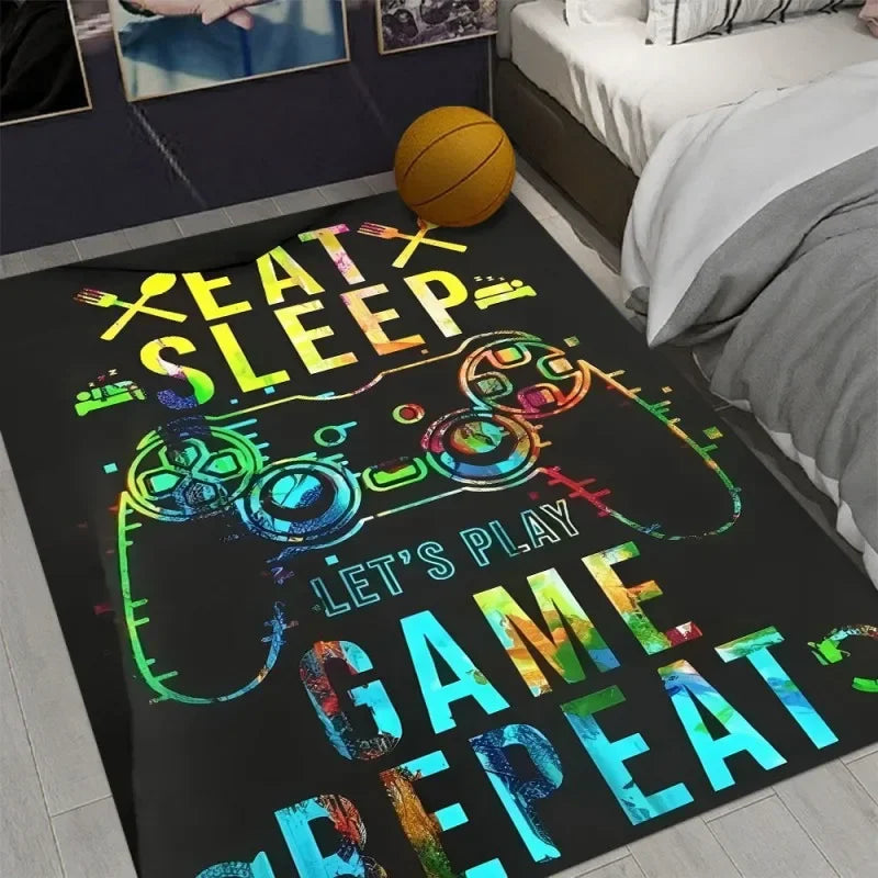 VIKAMA Gamer Rug with Controller Design Carpet for Game Room Gaming Rug for Boys Room  Home Decor Non-slip Switch Gaming Mat