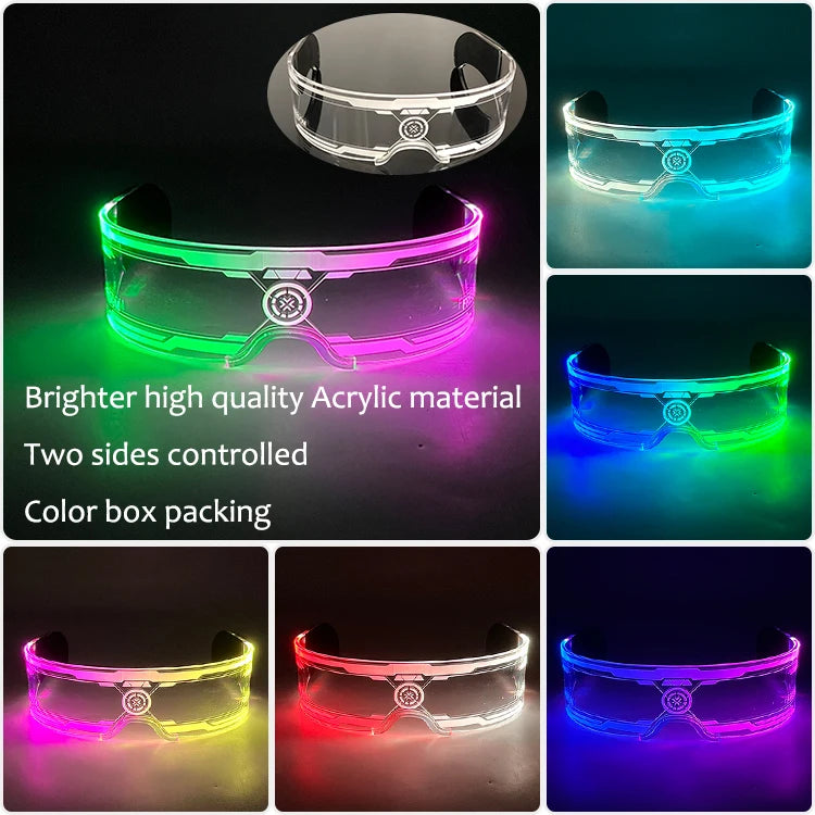 Fluorescent Colorful Glowing Glasses LED Light Up Party Glasses For Men Women Club Props Rainbow Neon Glasses Christmas Decor