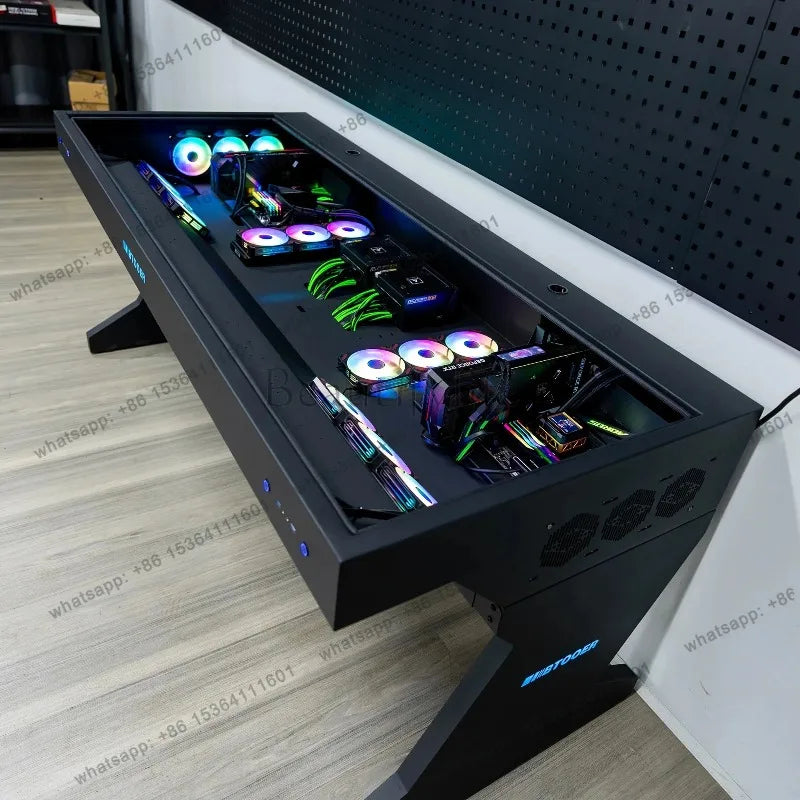 Computer Chassis Integrated Table, Two Hosts Can Be Installed for Two People, Cool Large Chassis Table,