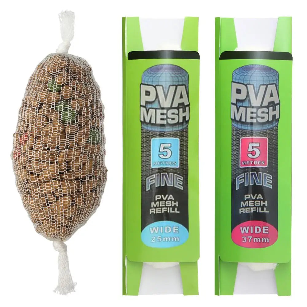 5M/20M Soluble PVA Mesh Bag Refill Carp Feeder Fishing Lures Refill Rig Hook Bait Wrap Bags 25mm 37mm 44mm Fishing Accessories
