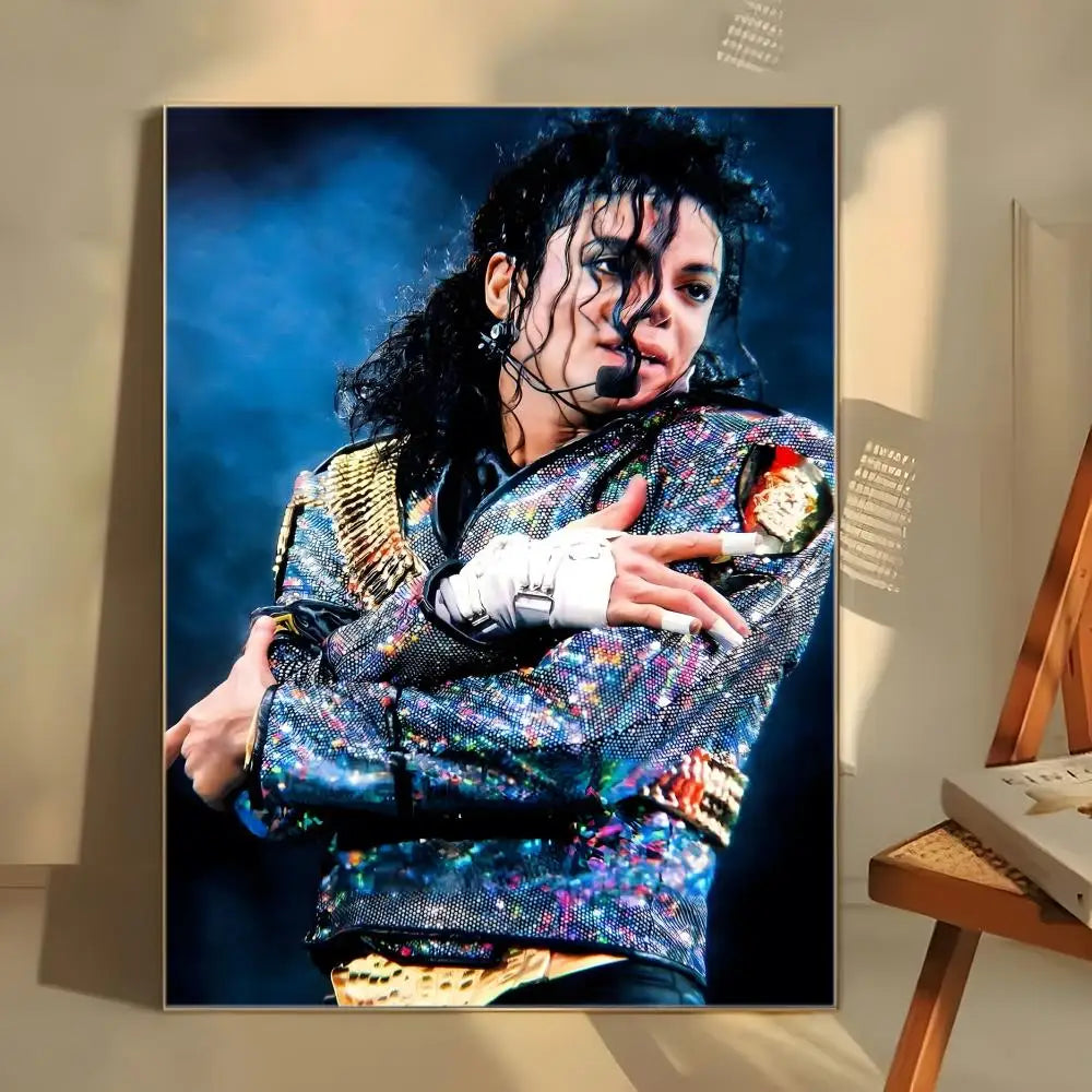 MJ M-Michael Singer J-Jackson Poster  Self-adhesive Art Waterproof Paper Sticker Coffee House Bar Room Wall Decor