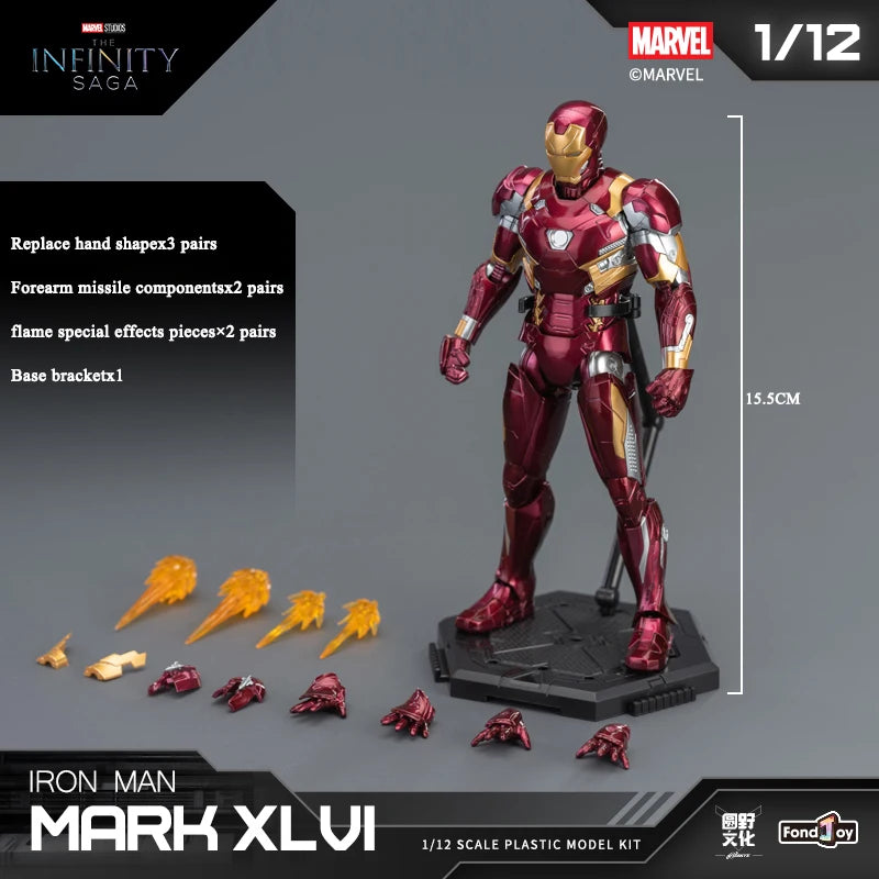 NEW Original Fondjoy Anime Figure Iron Man MK46 Model Kit 1/12 Infinity Saga Ironman Mark 46 Assembly ABS Joint Movable Kid Toys