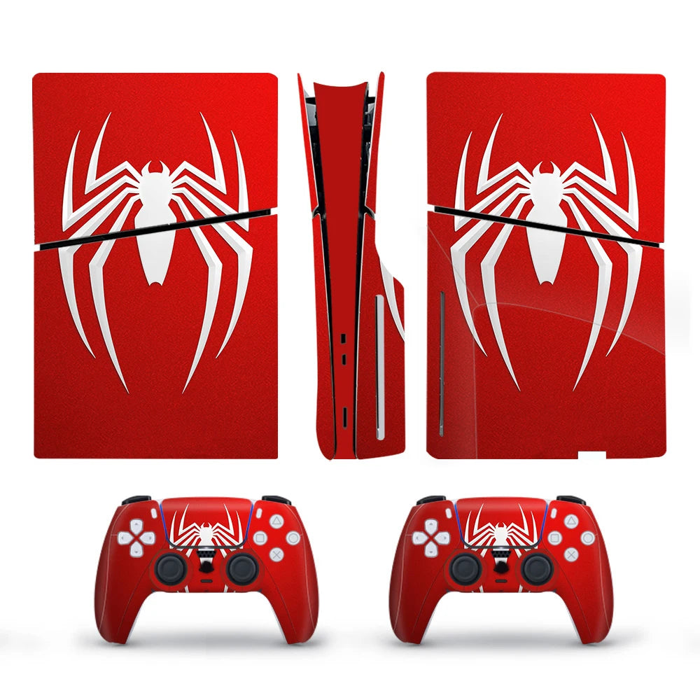 Vinyl Cover Skins for Playstation 5 Slim Console Controller Stickers Superhero Skin Wraps Set for PS5 Disc Edition Accessories