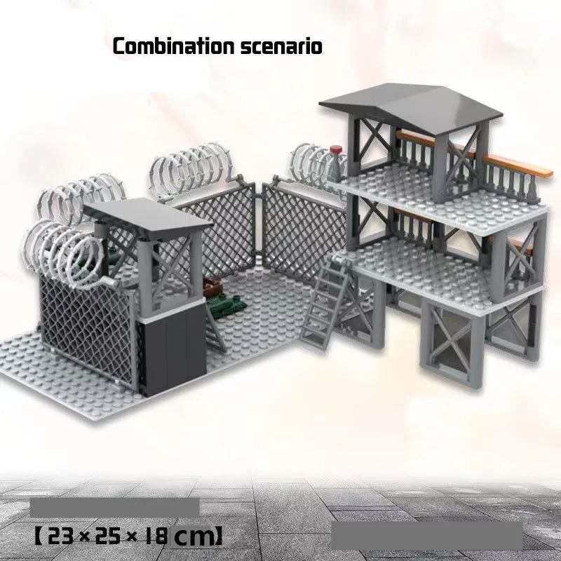 DIY WW2 Battlefield Bunker Bricks WW2 Military War Construction Compatible Figure Building Block Toys For Children Friends Gift
