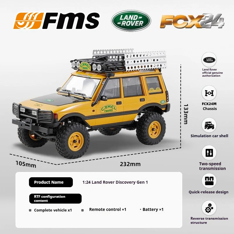 FMS 1:24 FCX24M RC Land Rover Series 4-wheel Drive Electric Remote Control Climbing Off-road Vehicle Adult Boy Toy RTR