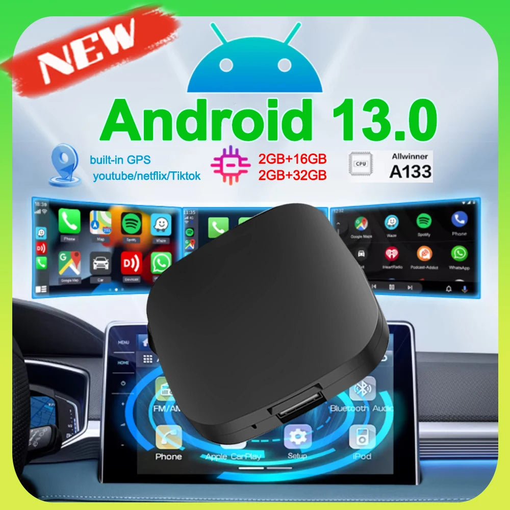 New Carplay Ai Box Wireless Android Auto Wireless Carplay Adapter TV Box For Netflix YouTube Car Intelligence Systems