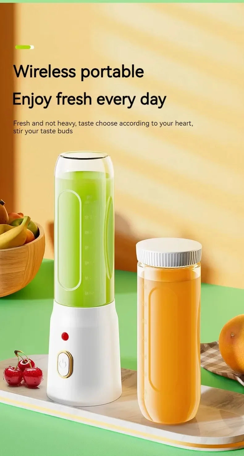 Portable Blender Juicer 450ml Electric Fruit Juicer USB Rechargeable Lemon Orange Fruit Juice Cup Smoothie Blender 2cups