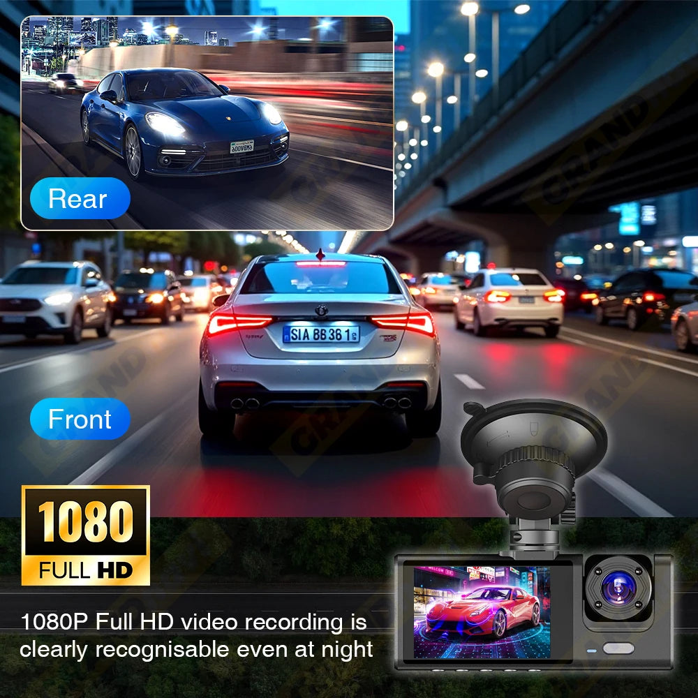 Dash Cam for Cars WIFI APP Car DVR 3 Channel Front Camera Video Recorder Rear View Camera for Vehicle Black Box Car Assecories