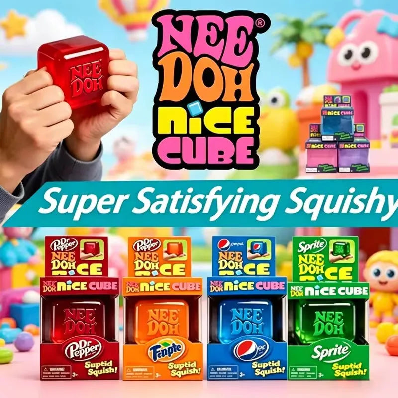 Schylling NeeDoh Nice Cube Sensory Squeeze Toy with Super Solid Squish Stress Relief Anxiety Sensory Tool Stress Reliever Toys