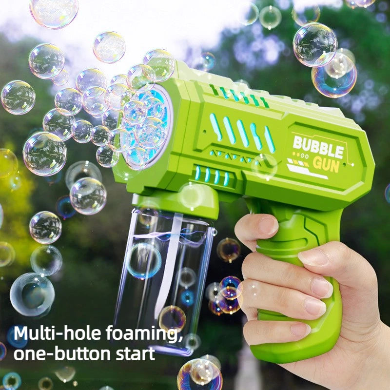 6 Holes Bubble Machine Electric Bubble Gun with Light  Automatic Bubble Blowing Toys Kids Soap Blower Summer Outdoor Game Toy
