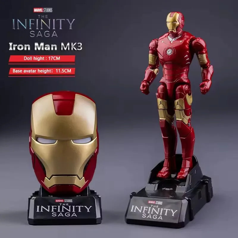 Marvel Action Figure Deformable Toy Iron Man MK3 Captain America Joints Mobility Head Shaped Statue Model Doll Toys Kids Gifts