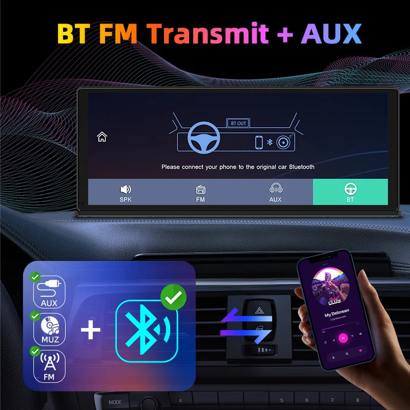 Develuck 11.3" Car Stereo Wireless Carplay Android auto Video with Rear Camera GPS Navigation Car Audio Receivers Dual Bluetooth