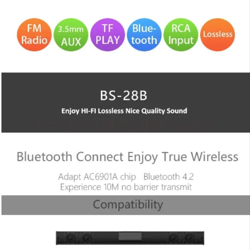 Bluetooth Speaker Super Powerful Sound Bar Portable Wireless Surround Stereo Home TV Sound Box Subwoofer FM Radio Home Theater
