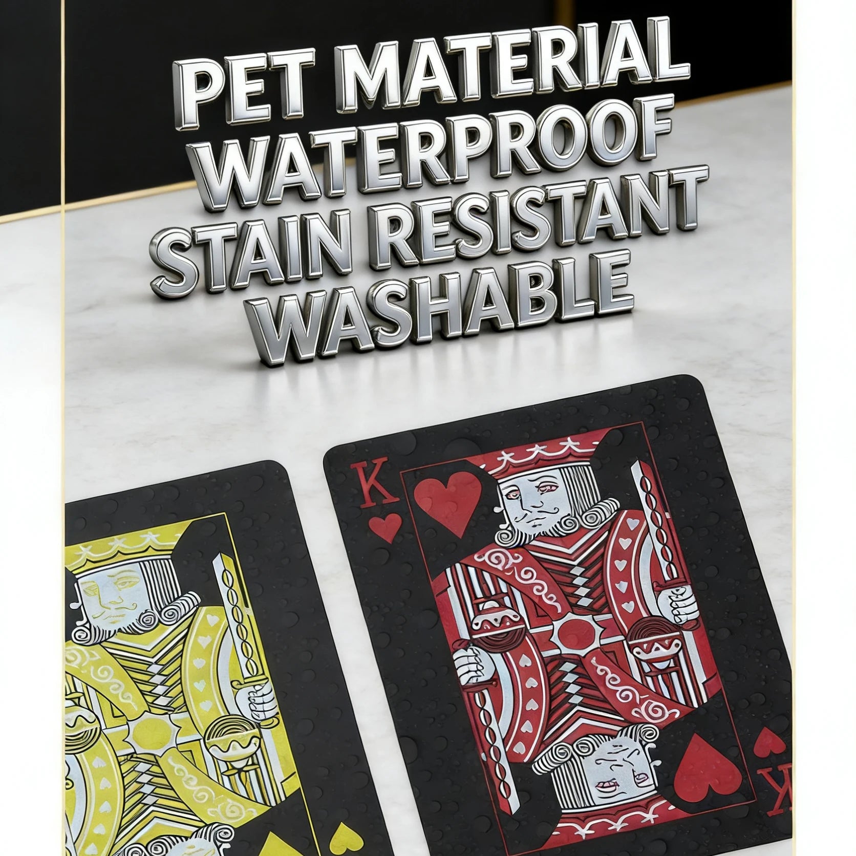 Playing Cards Game Poker Cards Board Child Kid Toy Waterproof Plastic PVC Black Blue Red Yellow Green Deck Card High-End Classy