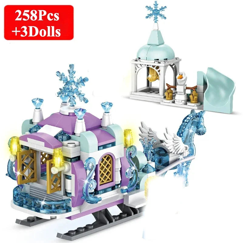 350pcs Ice Queen Castle Building Blocks Set, Princess Elsa Frozen Castle Toy for Kids - Snowflake Design Creative Play