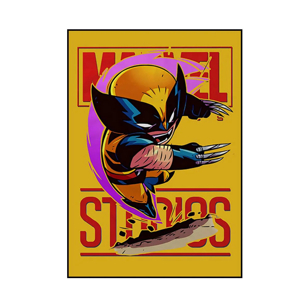 Frameless Marvel Superhero Wall Art Posters SpiderMan Iron Man Avengers Cartoon Canvas Painting Print Modern Kid Room Home Decor