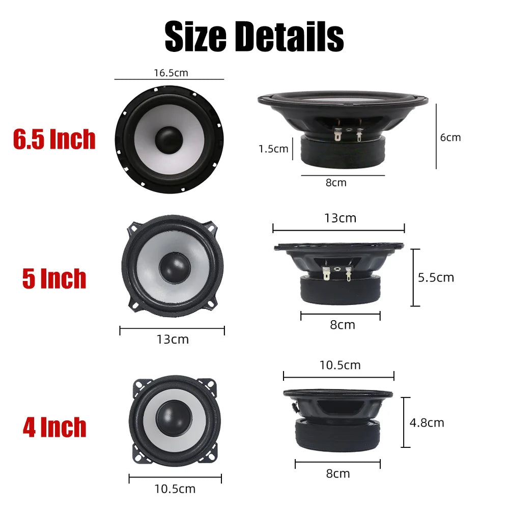 4/5/6.5 Inch Car Speaker Sets HIFI Sound Quality Mini Dome Tweeter Speaker High Power Silk Film Speaker Car Audio Modification