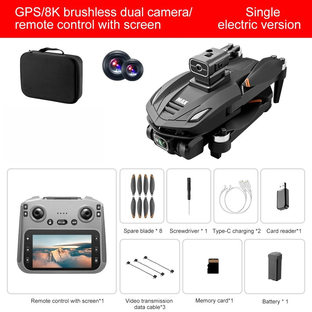 Lenovo V168 MAX Foldable RC Drone 5G GPS Positioning 8K Ultra HD Camera Brushless Motor Obstacle Avoidance Aerial Quadcopter
