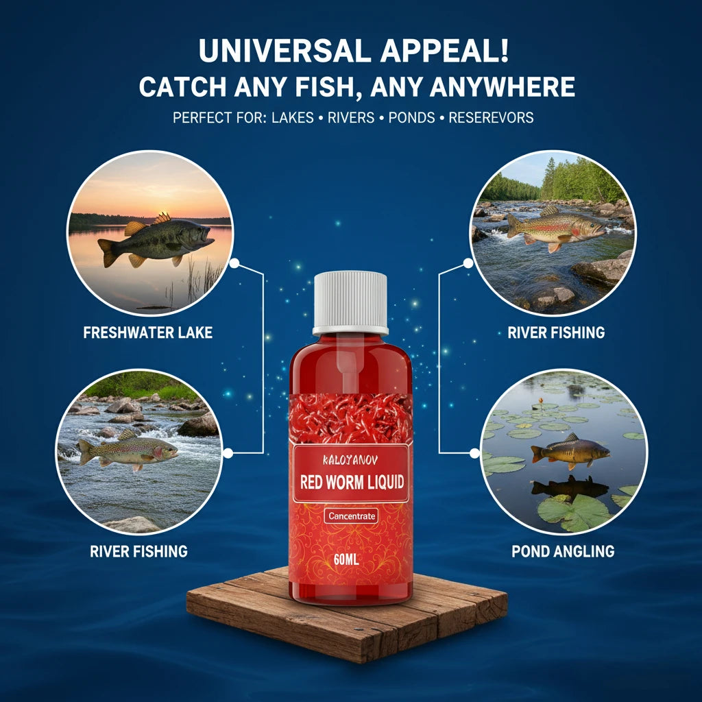 60ml Red Worm Liquid Concentrated Fish Attractant for Carp Fishing Bait Additive Lure Scent Fast Attraction Professional Gear