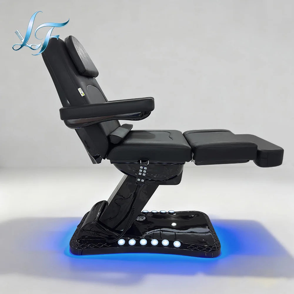 Black Electric 3 Motor Aesthetic Reclining Examination Tattoo Chair Spa Massage Table Cosmetic Facial Beauty Bed Professional