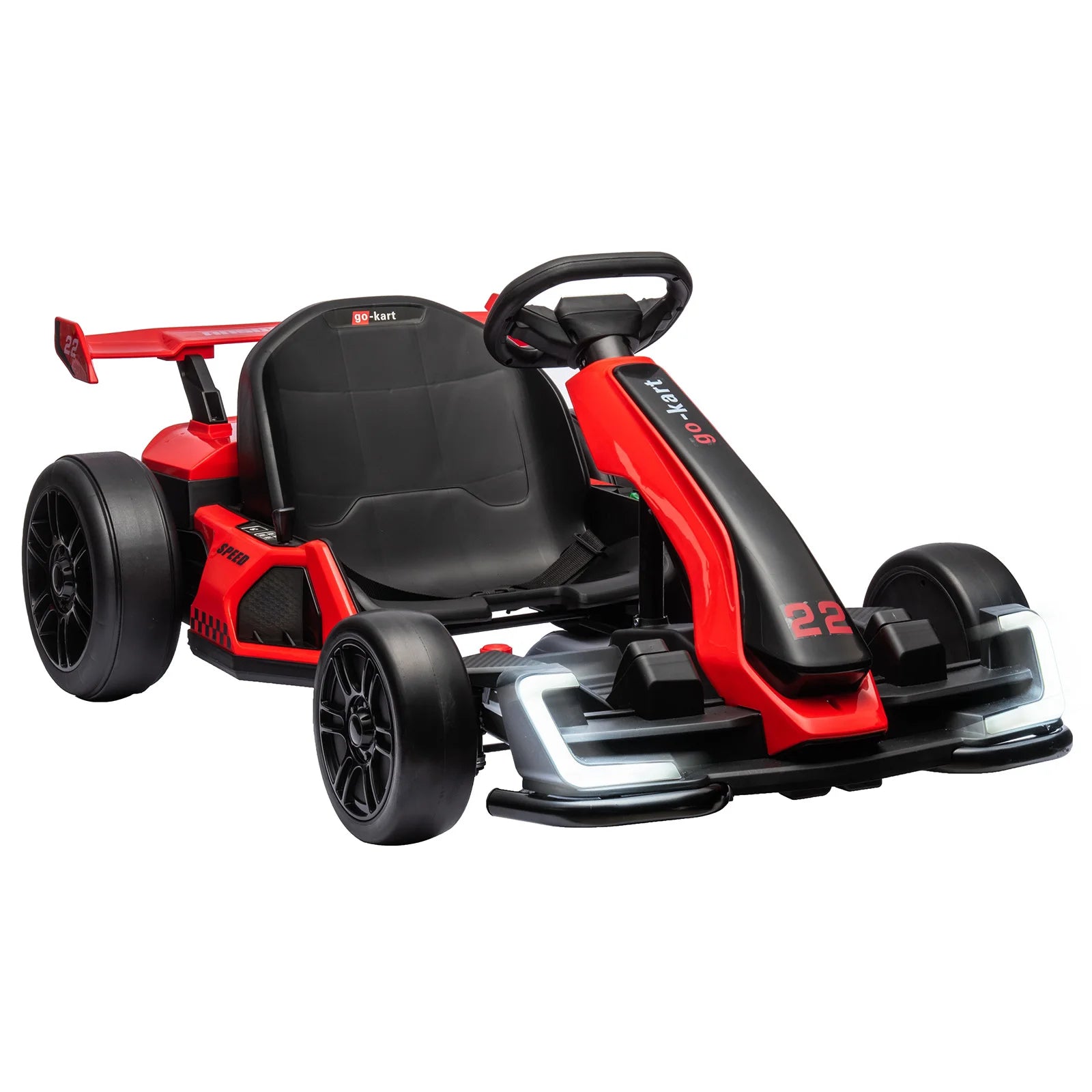 24V Electric Drift Go Kart 300W Ride On Racer For Kids 6-12, Adjustable Seat, EVA Tires, 4 Speed Sport Drift Modes, LED Lights