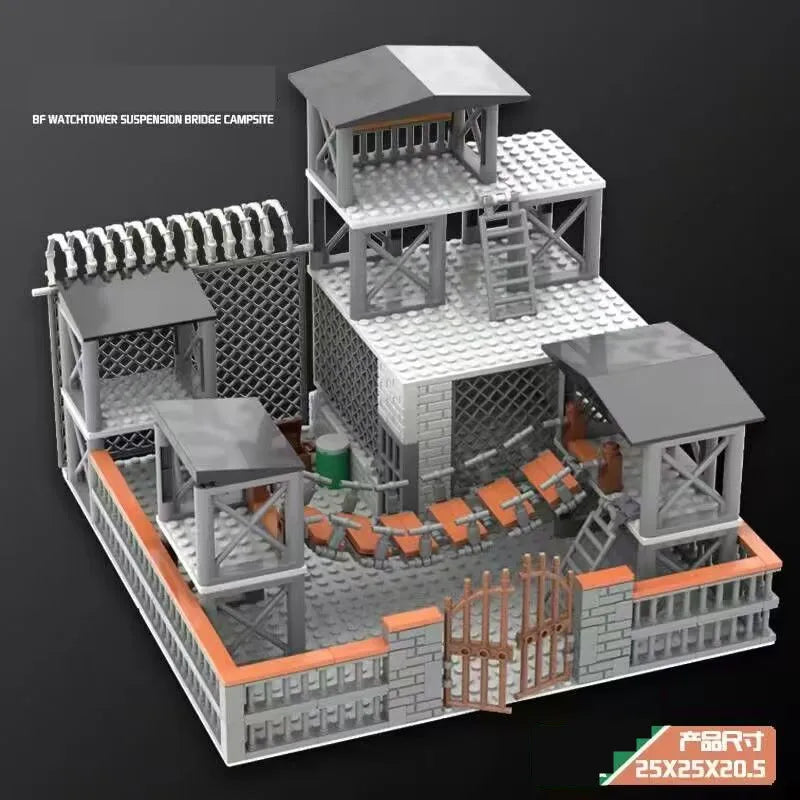 DIY WW2 Battlefield Bunker Bricks WW2 Military War Construction Compatible Figure Building Block Toys For Children Friends Gift
