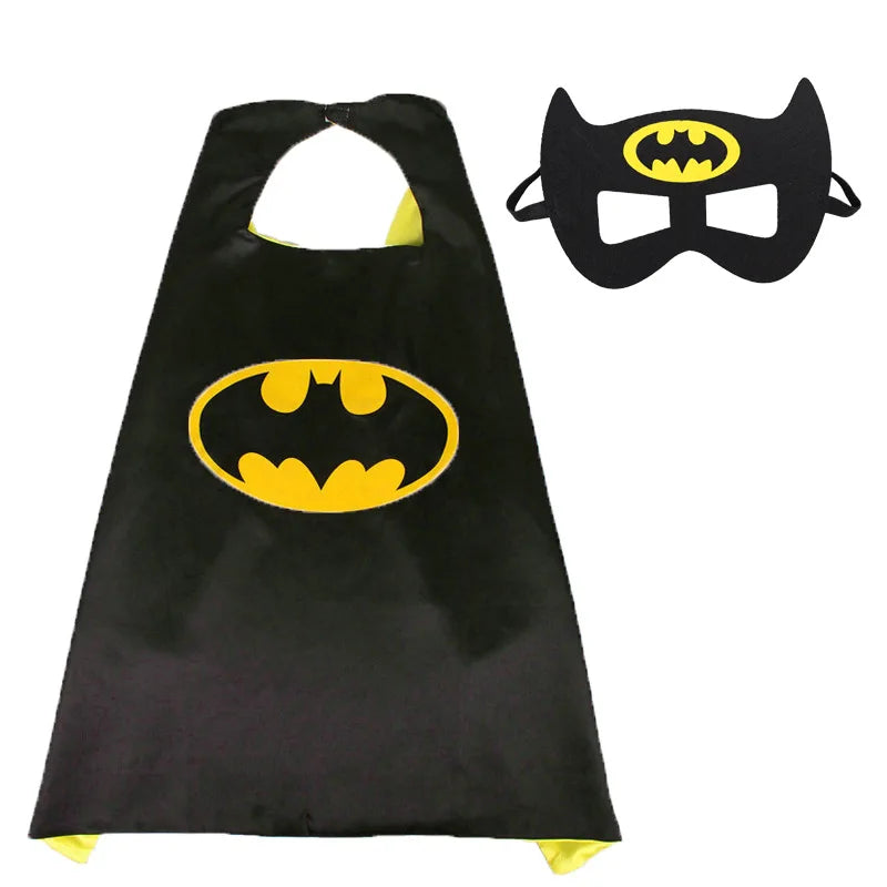 Super Hero Masquerade Mask Cape Cloak Anime Spider Man Batman Cloak Action Captain America Figure Toys Cosplay Child Party Gifts