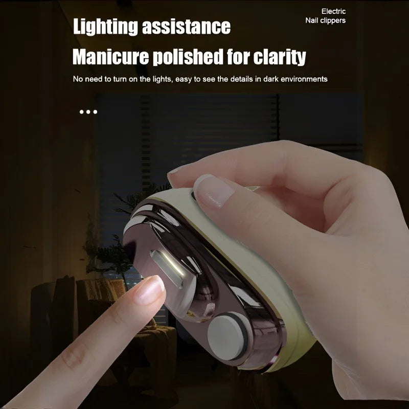 2 in 1 Electric Nail Clipper & Grinder 2 Speed Anti-pinch with LED Light for Baby Adults Seniors Home Manicure Tool