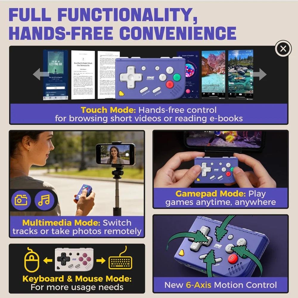 Retro Mini Gamepad for Nintendo Switch 2/1 iOS Android PC Tablet IINE Portable Controller E-book PPT Page-turining Ananke Gen 2