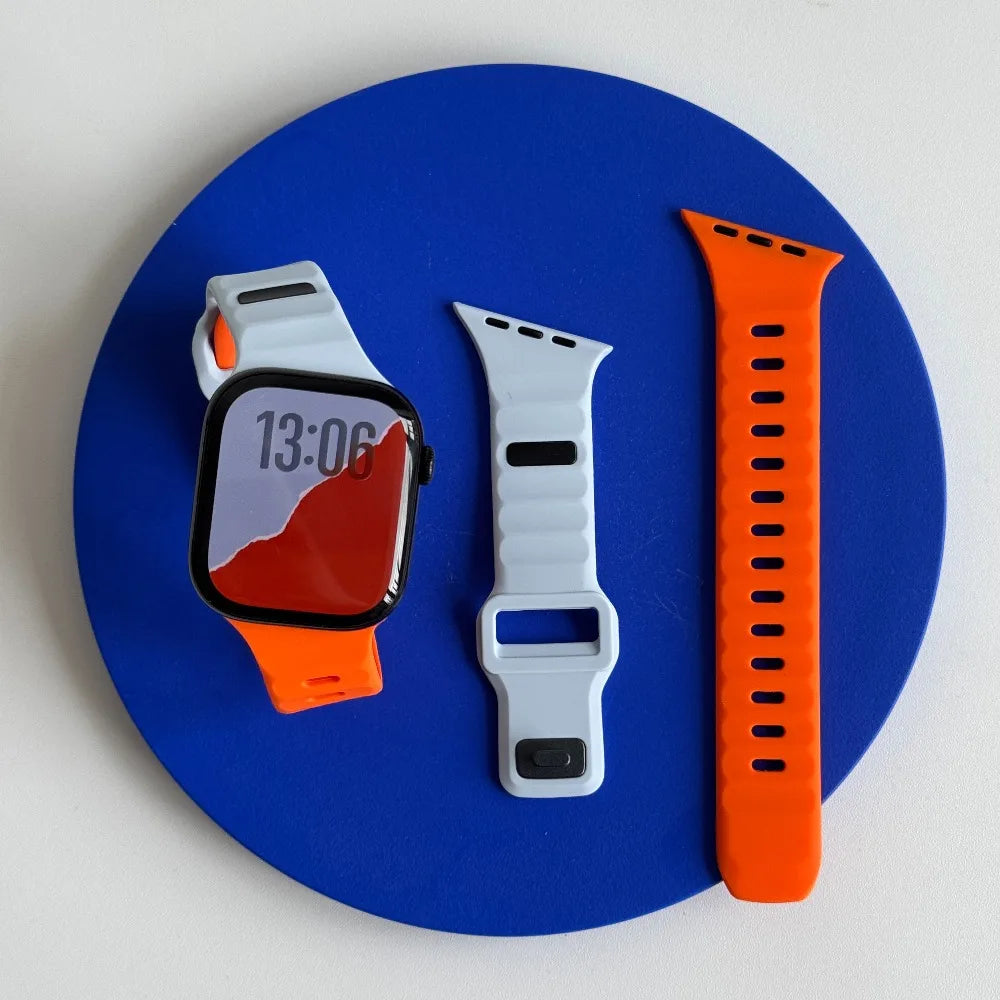 Silicone Sport Strap For Apple Watch Band Ultra 49mm 40mm 41mm 44mm 45mm 46mm correa bracelet iwatch Series 11 10 9 8 7 6 5 se