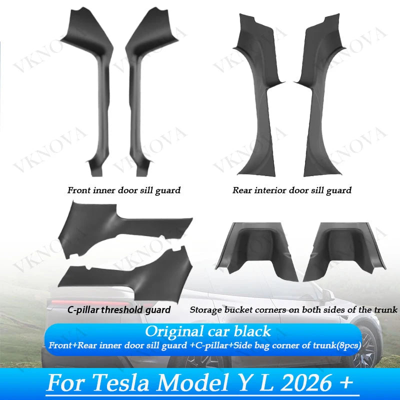 Front Rear Door Sill Guards For Tesla ModelYL/Y Juniper2025 ABS Inner Protector Cover Plate Trim Anti-Dirty Bumper Welcome Pedal