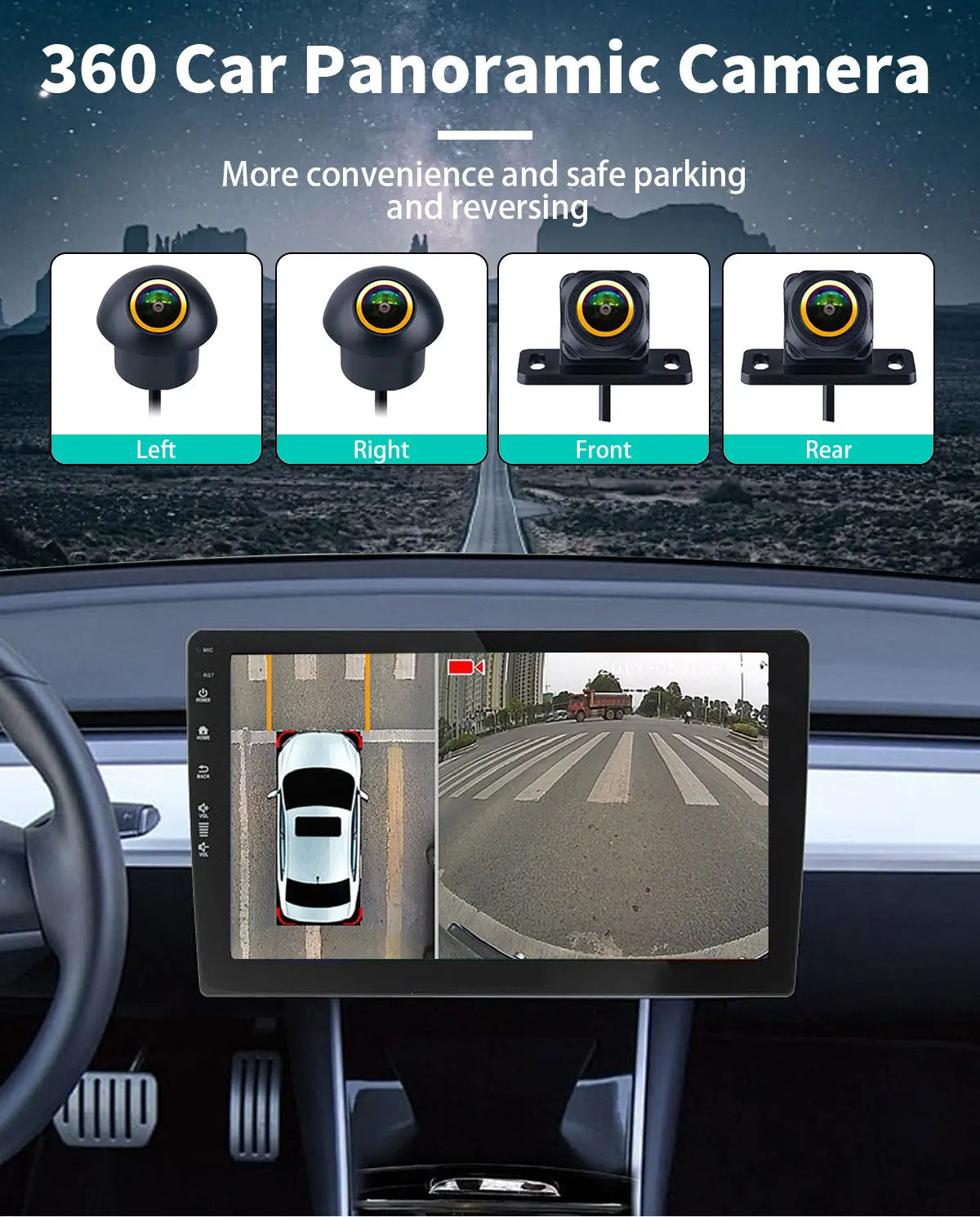 AHD 1080P 360° Panoramic Camera Rear / Front / Left / Right 3D 360 Bird View Panoramic Accessories For Car Android Radio