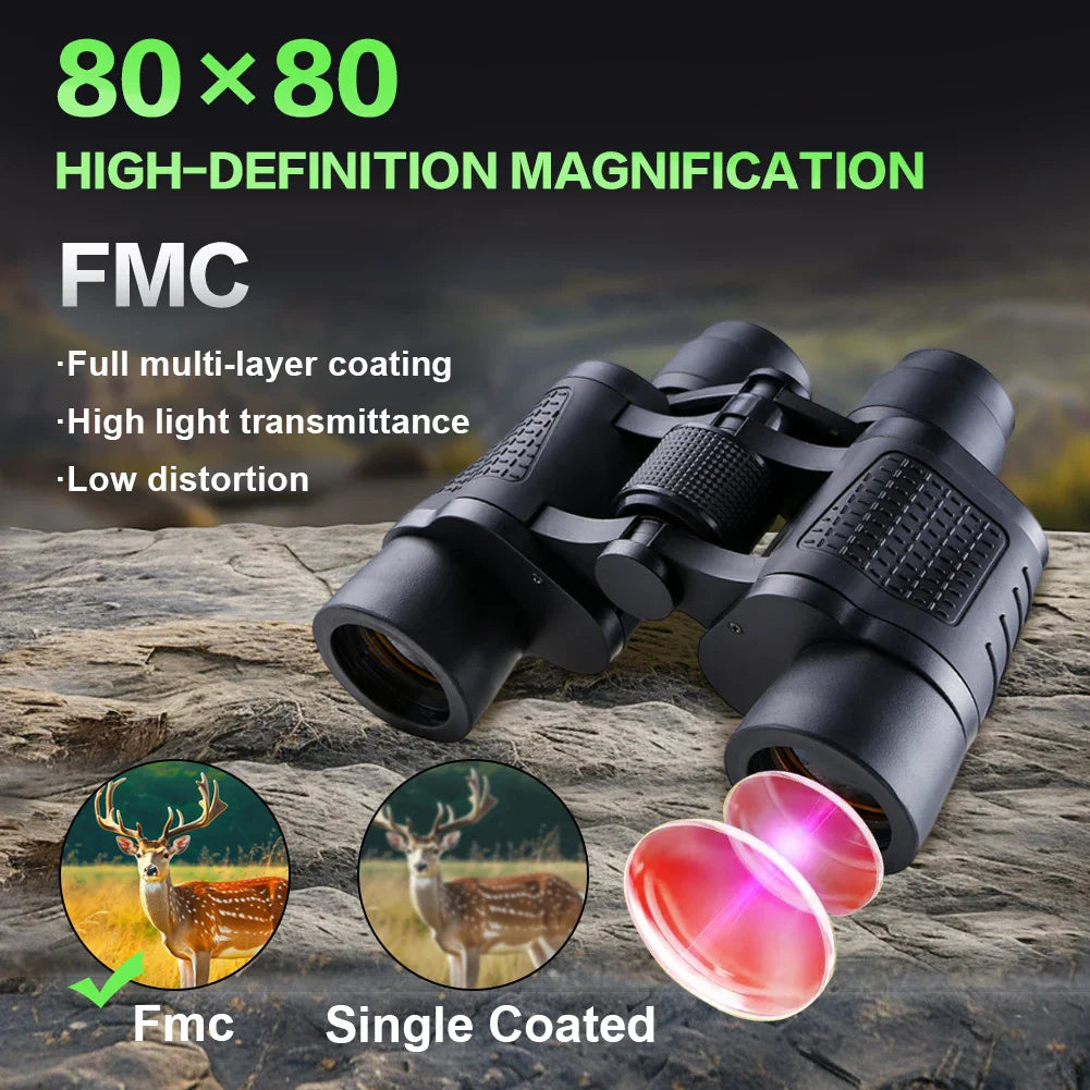 Professional Binoculars 80X80 Long Range 15000m HD Telescope Low Light Night Vision for Hunting Camping Hiking Trave Sports
