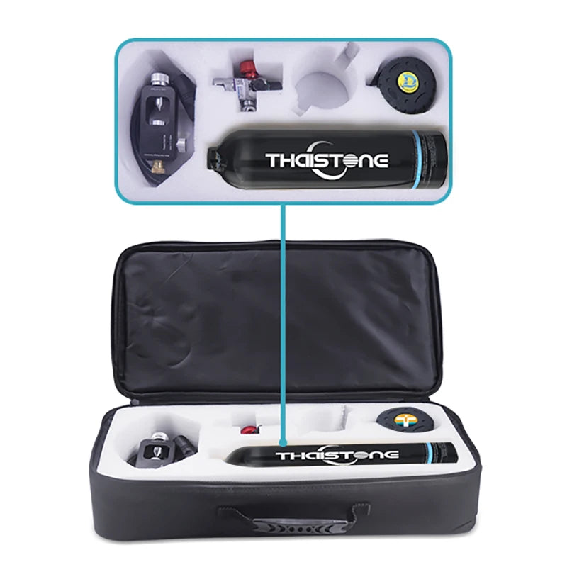 THAISTONE-1L Portable Scuba Diving Tank Underwater Oxygen Cylinder Professional Diving Equipment with Adapter, 15-25 Minutes