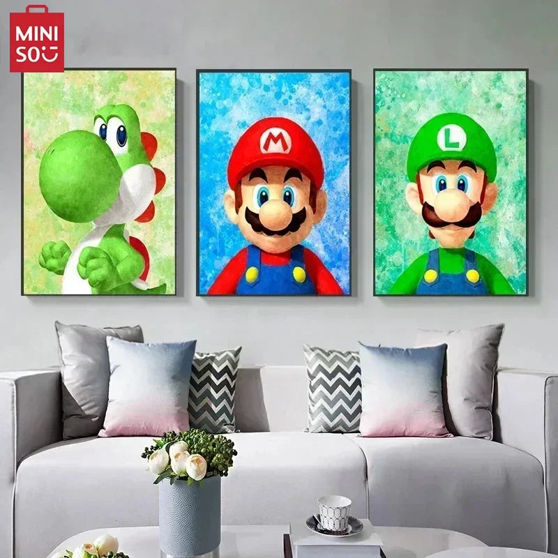 Super Marios Bros Poster Anime Luigi Yoshi Room Wall Canvas Painting Posters Kawaii Background Decoration Art Wall Pai