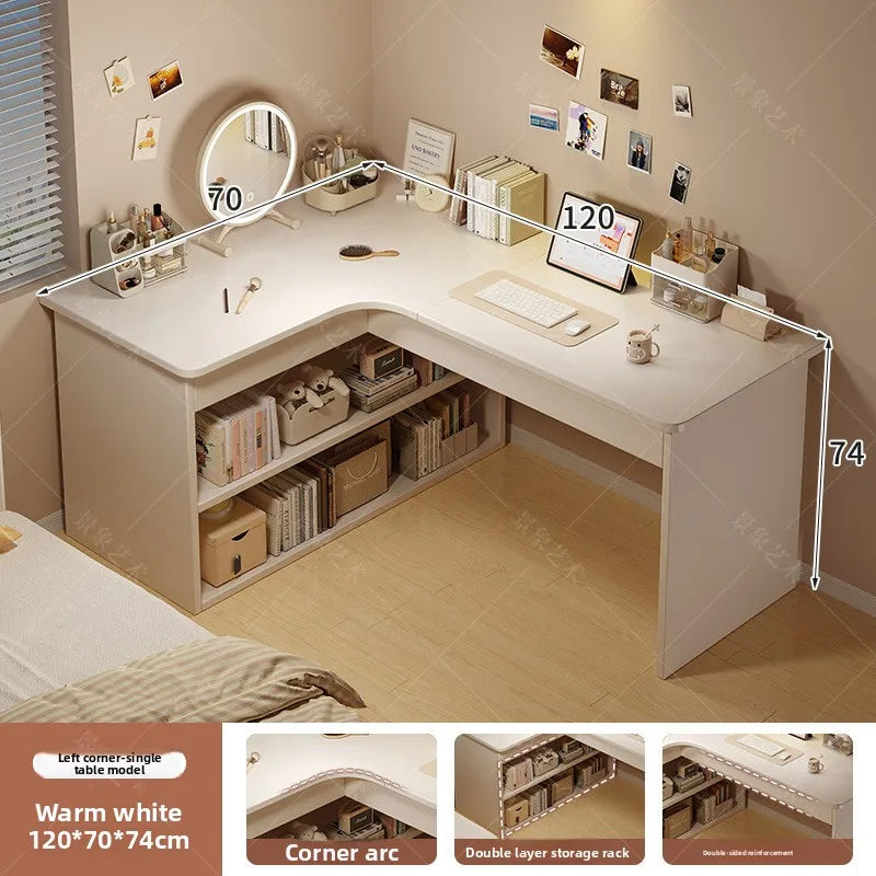 Firm Computer Desk, Bookshelf, Integrated Corner Workbench, White Corner Learning And Writing Desk Factory