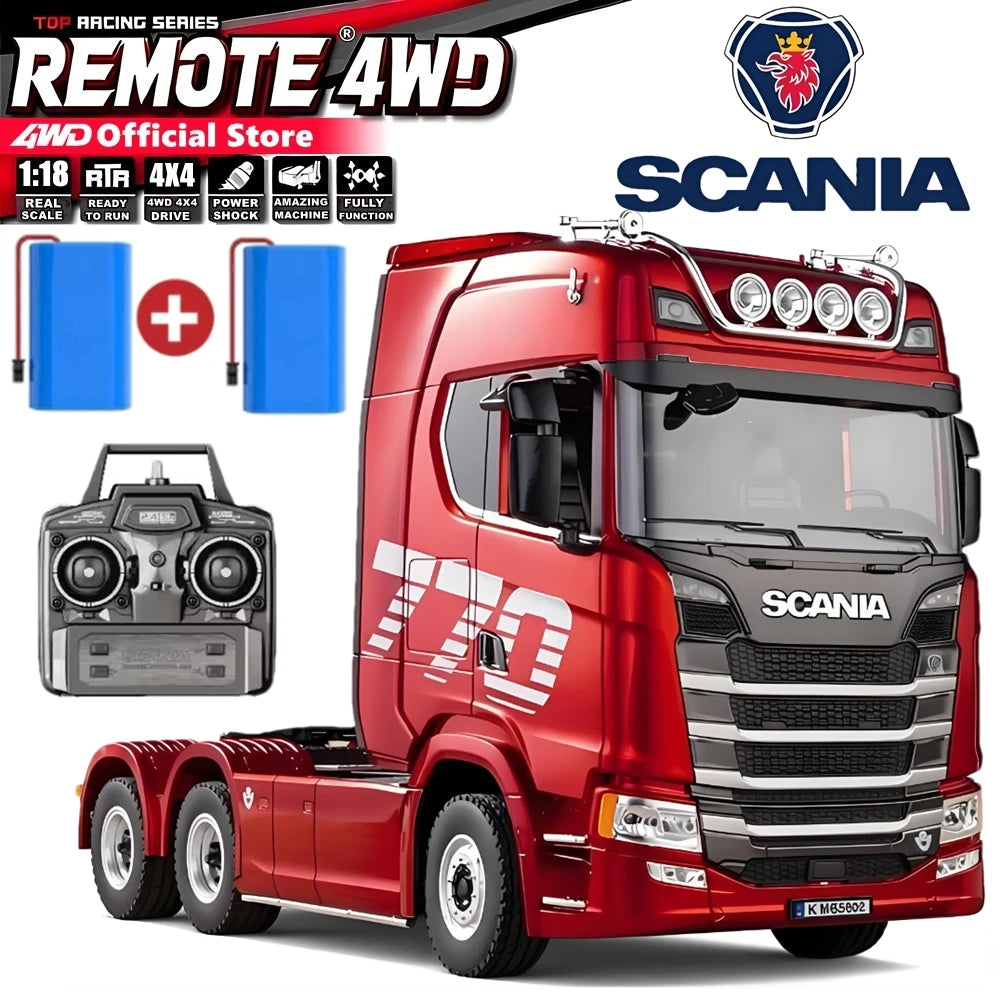 Remote Control Car RC Tractor Alloy Heavy Truck Engineering Semi Trailer Model with Light Sound Radio Toy HUINA 1501 770S Gift