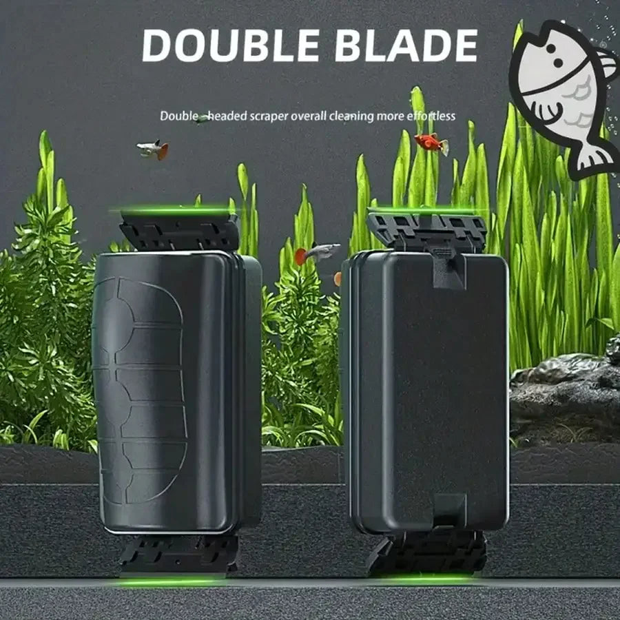 Keep your aquarium crystal clear with this double-blade magnetic aquarium brush—cleaning made easy and mess-free!