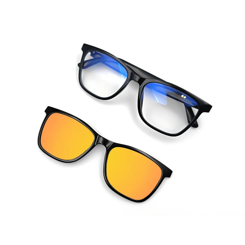 Hot GS05 Smart Glasses For Men 2 in 1 UV Protection Portable Polarized Anti-blue light Black Frame White Lenses Music Sunglasses