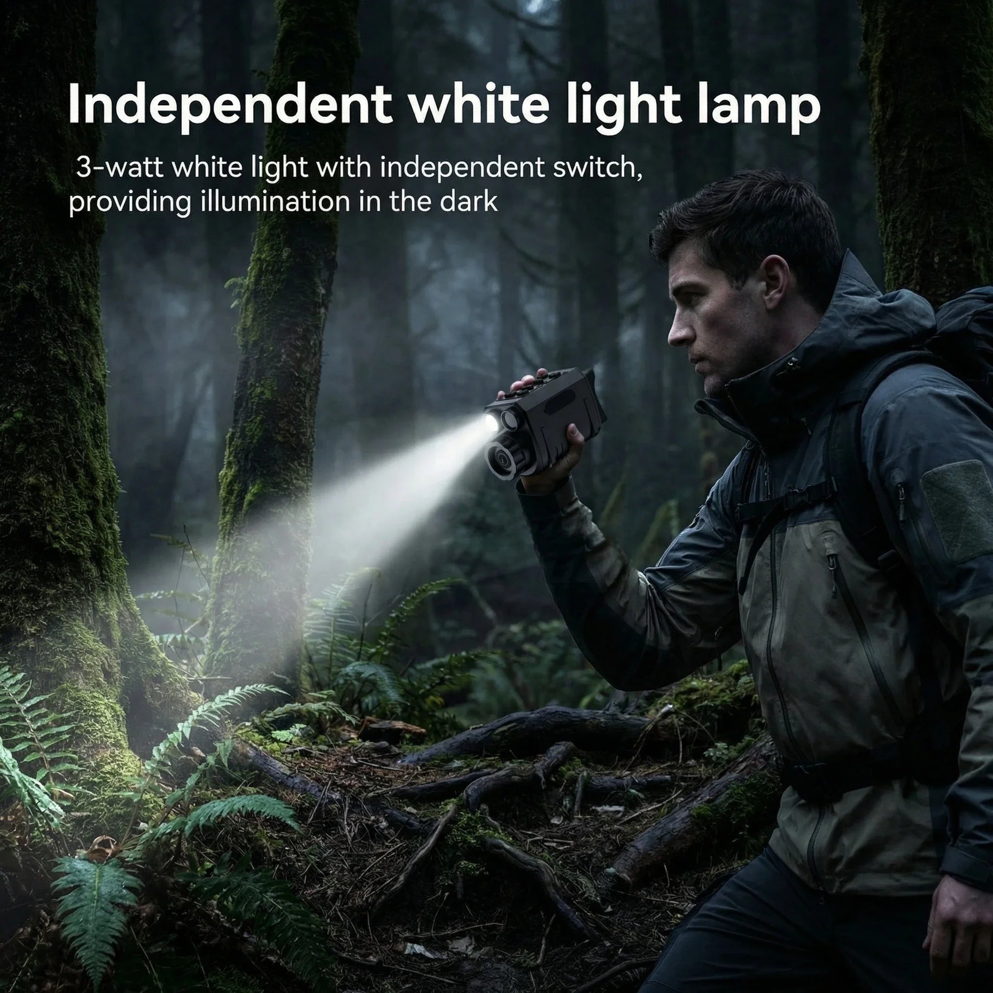 4K HD Portable Infrared Night Vision Goggles, 2" Screen 6X Digital Zoom with Built-in White Light Flashlight for Outdoor Use