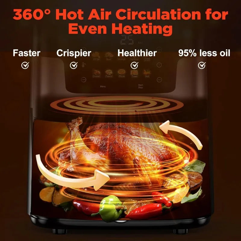 Large Capacity Air Fryer Visual Intelligent Fully Automatic Household Air Fryer Anti Scald Handle Suitable for Chicken And Fish
