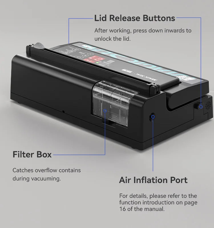Vacuum Sealer Machine MAGIC SEAL MS300 for Food Plastic Packaging Sealer Mylar Bags Sealer Sealing machine Automatic Manual Mode