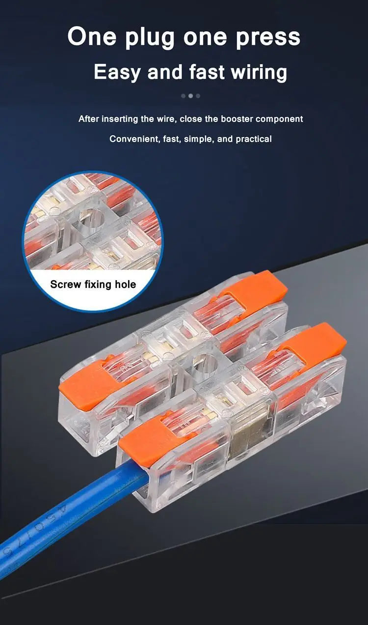 Make wiring a breeze with this compact LED wire connector terminal—quick press type, 2-12 pin screw fixing, and easy push-in design for fast electrical docking!